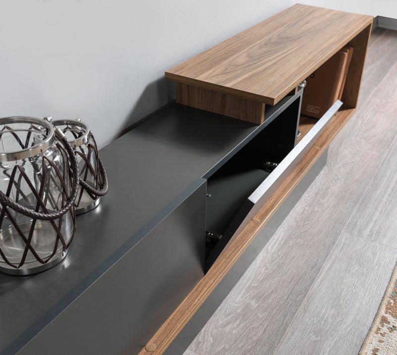 Home Canvas AshLine TV Unit with Wall Shelves | Modern TV Stand | Upto 75 inch TV - Image 4